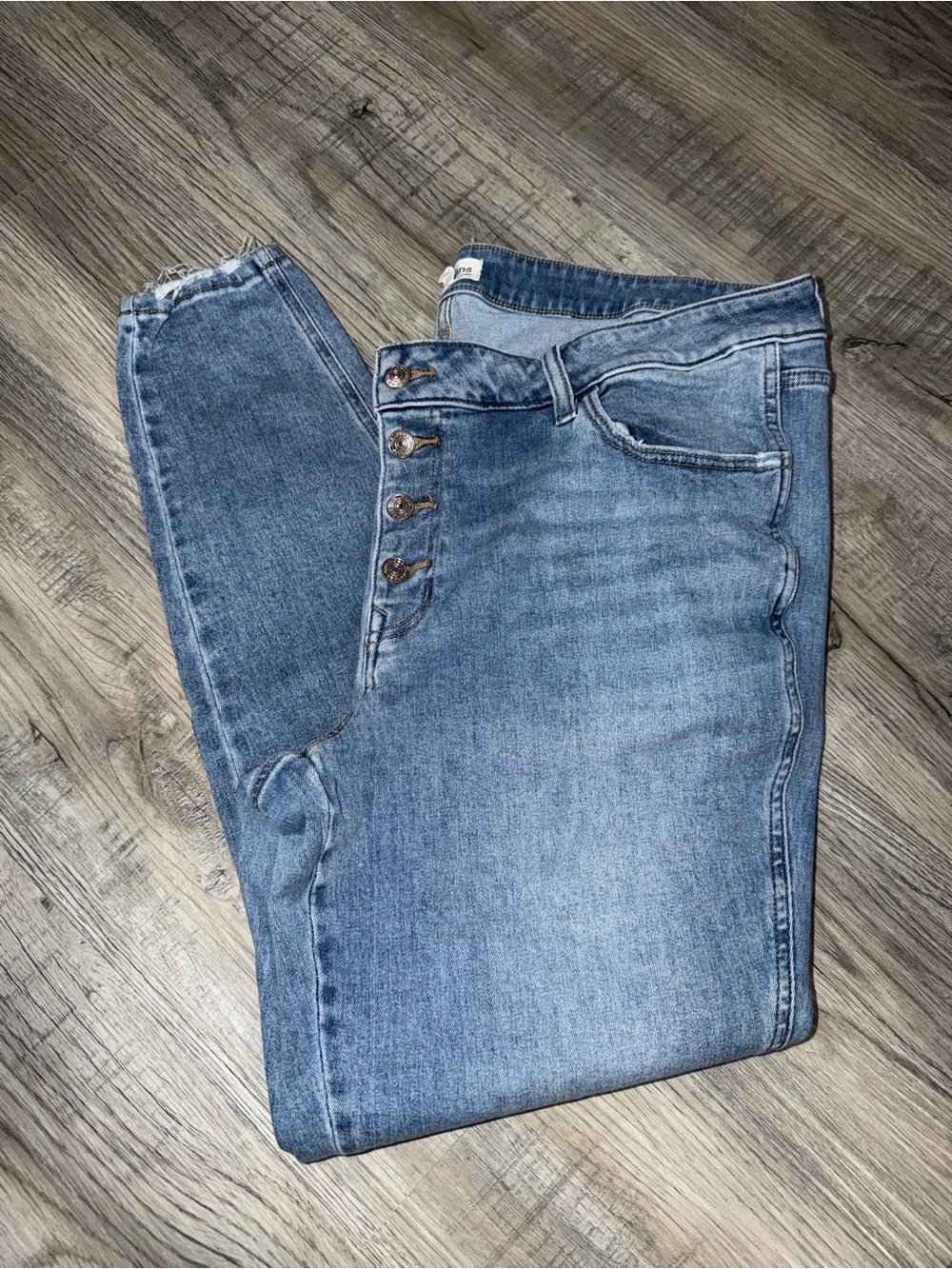Maurices Light Blue High-Rise Button-Fly Jeans